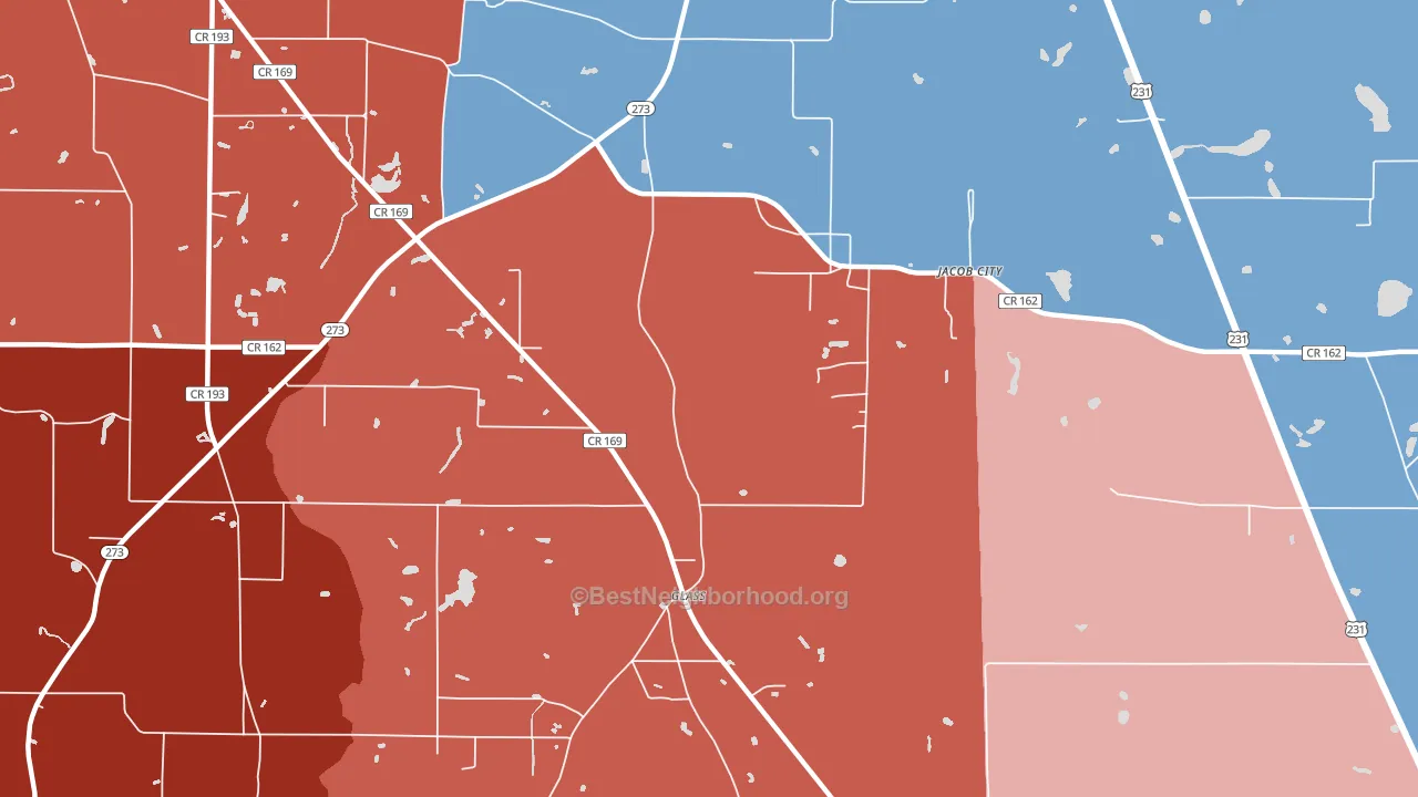 Jacob City, FL block-group political-lean map