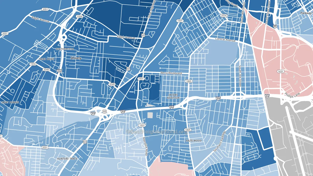 Jacobs, Louisville, KY block-group political-lean map