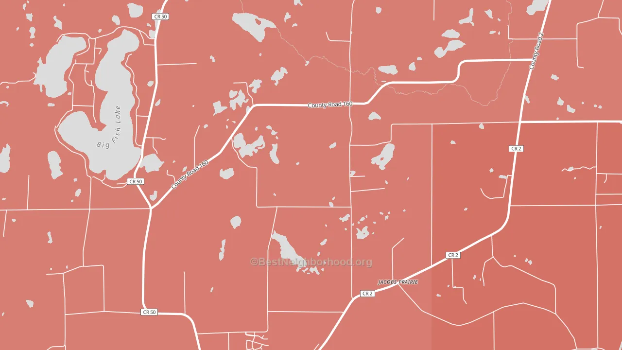 Jacobs Prairie, MN block-group political-lean map