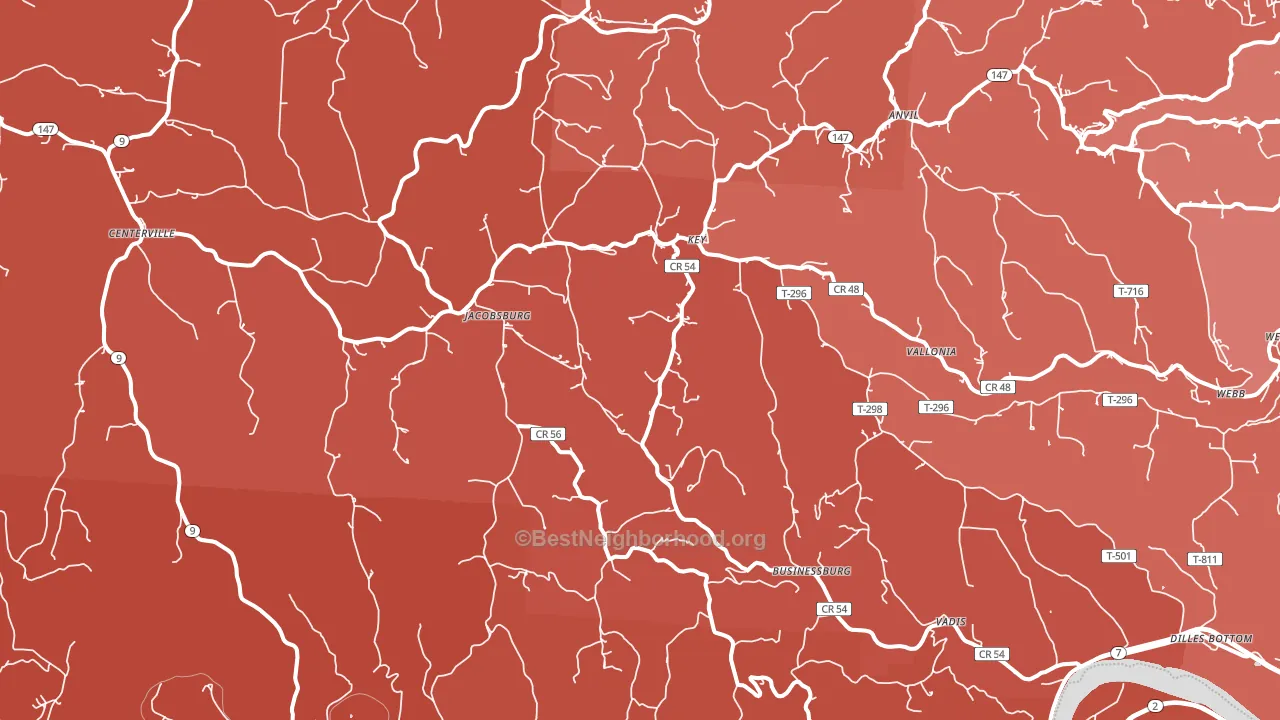 Jacobsburg, OH block-group political-lean map