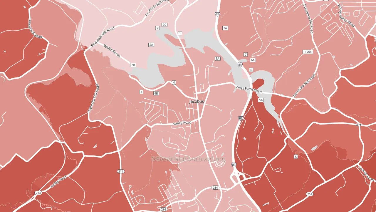 Jacobus, PA block-group political-lean map