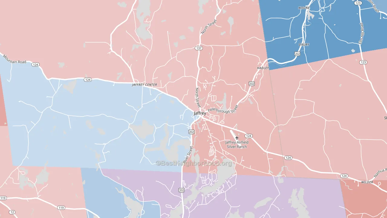 Jaffrey, NH block-group political-lean map