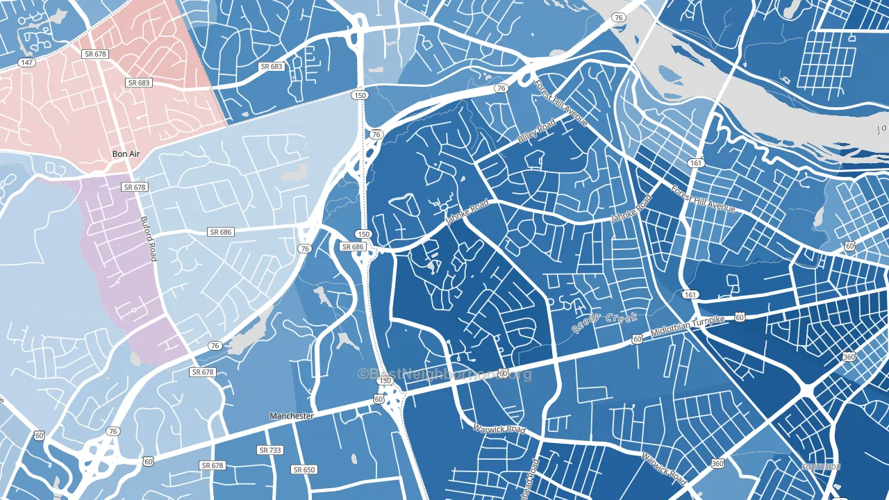 Jahnke, Richmond, VA block-group political-lean map