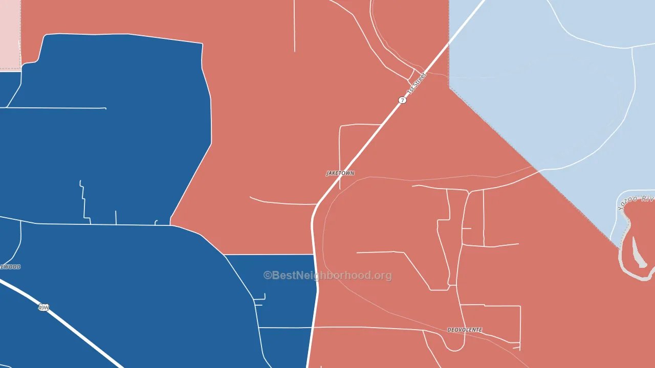 Jaketown, MS block-group political-lean map