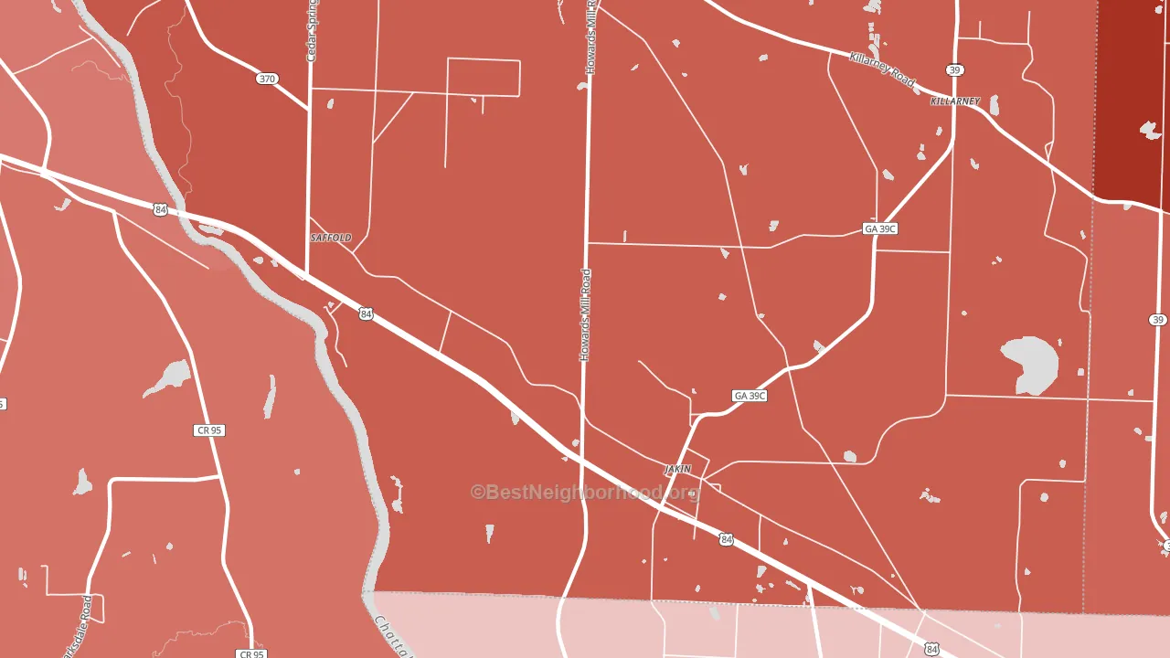 Jakin, GA block-group political-lean map