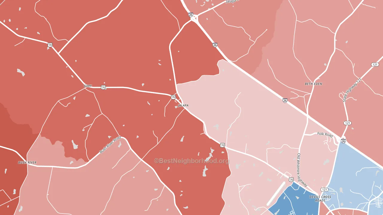 Jalapa, SC block-group political-lean map