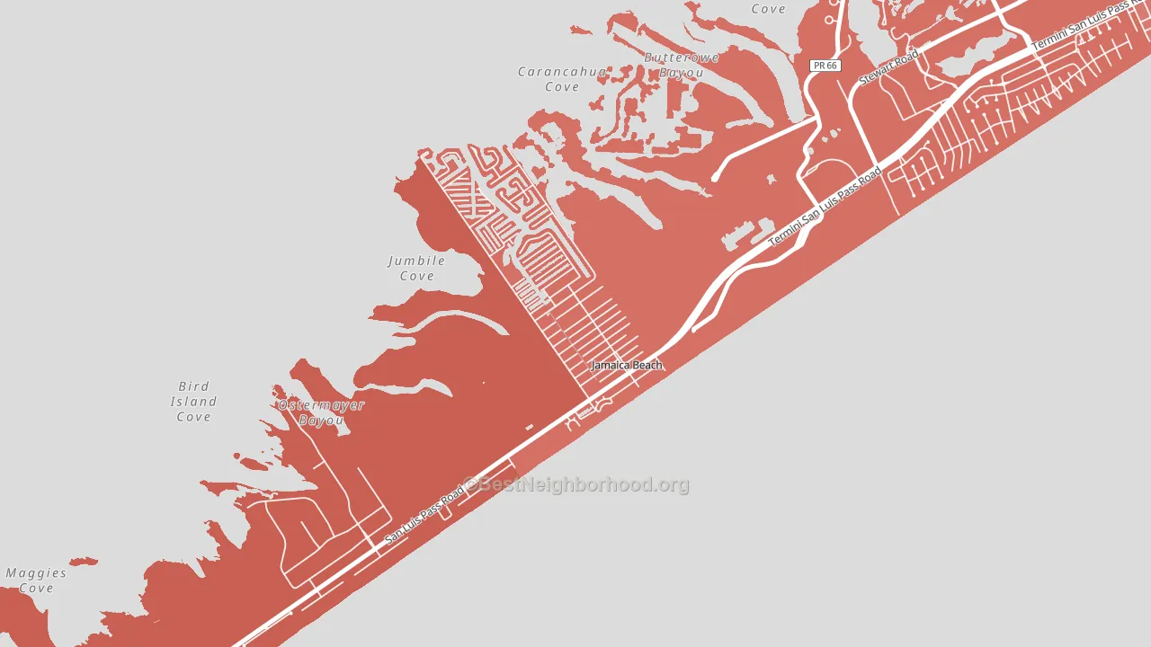 Jamaica Beach, TX block-group political-lean map