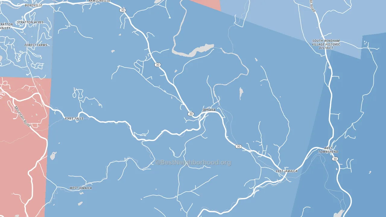 Jamaica, VT block-group political-lean map