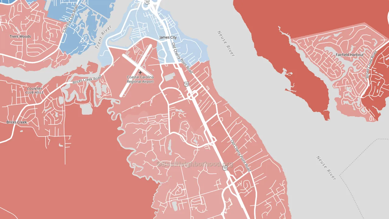 James City, NC block-group political-lean map