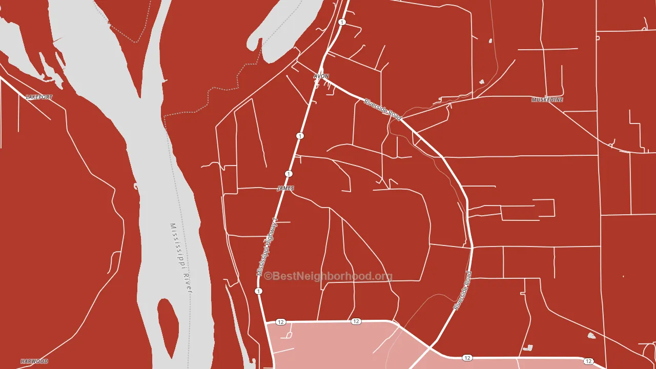 James, MS block-group political-lean map