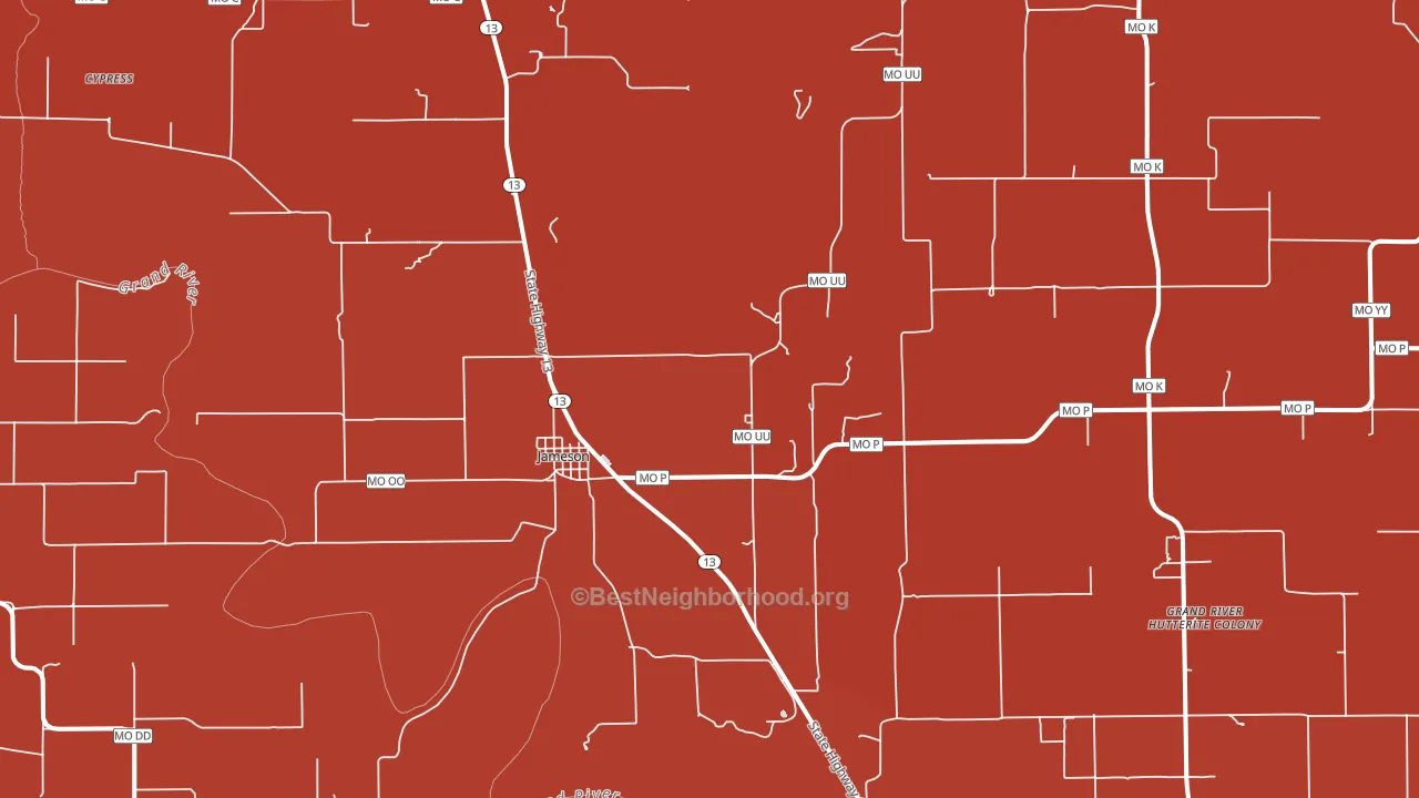 Jameson, MO block-group political-lean map