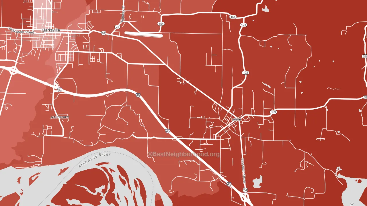 Jamestown, AR block-group political-lean map