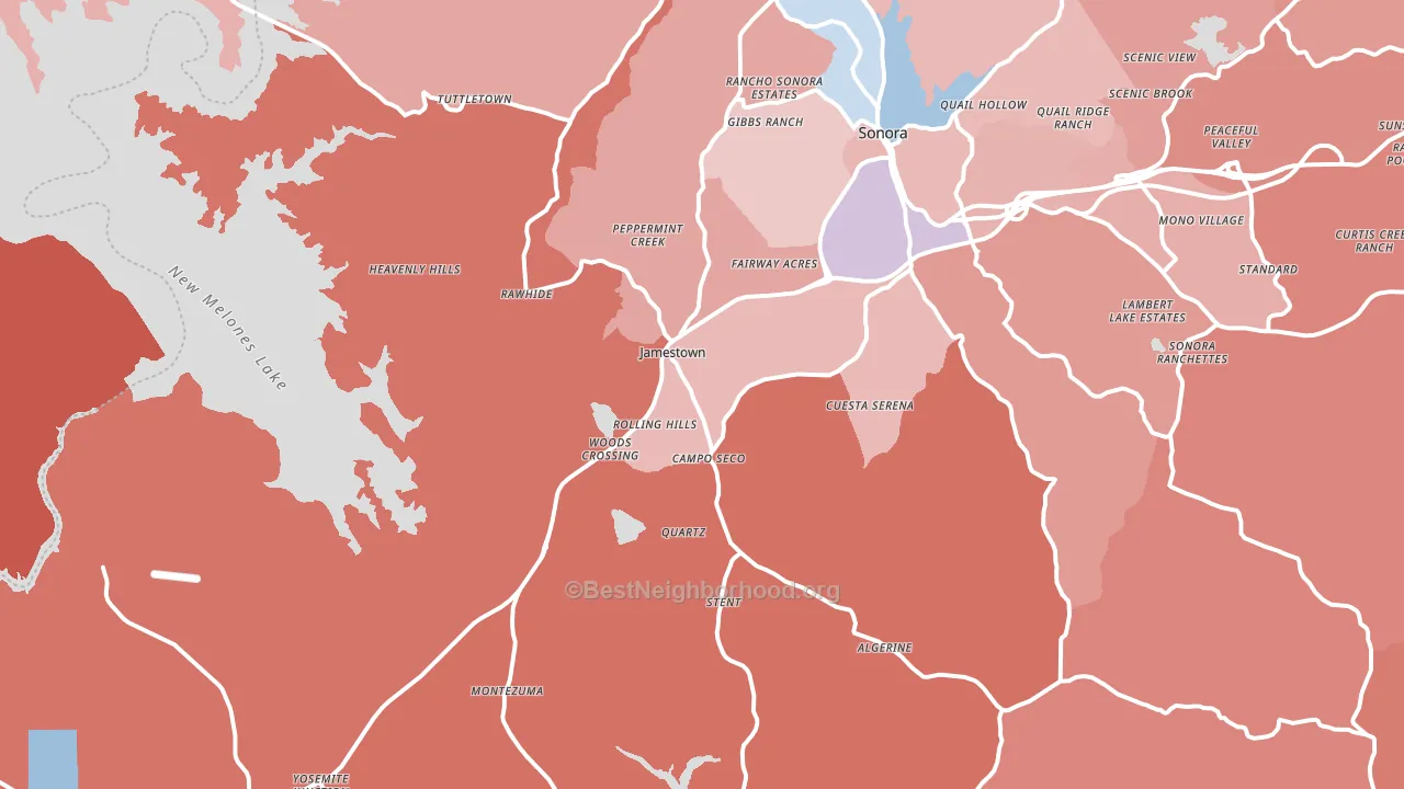 Jamestown, CA block-group political-lean map