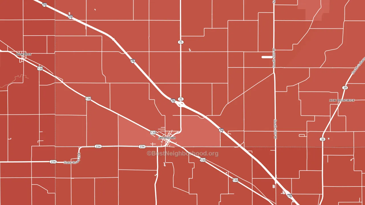 Jamestown, IN block-group political-lean map