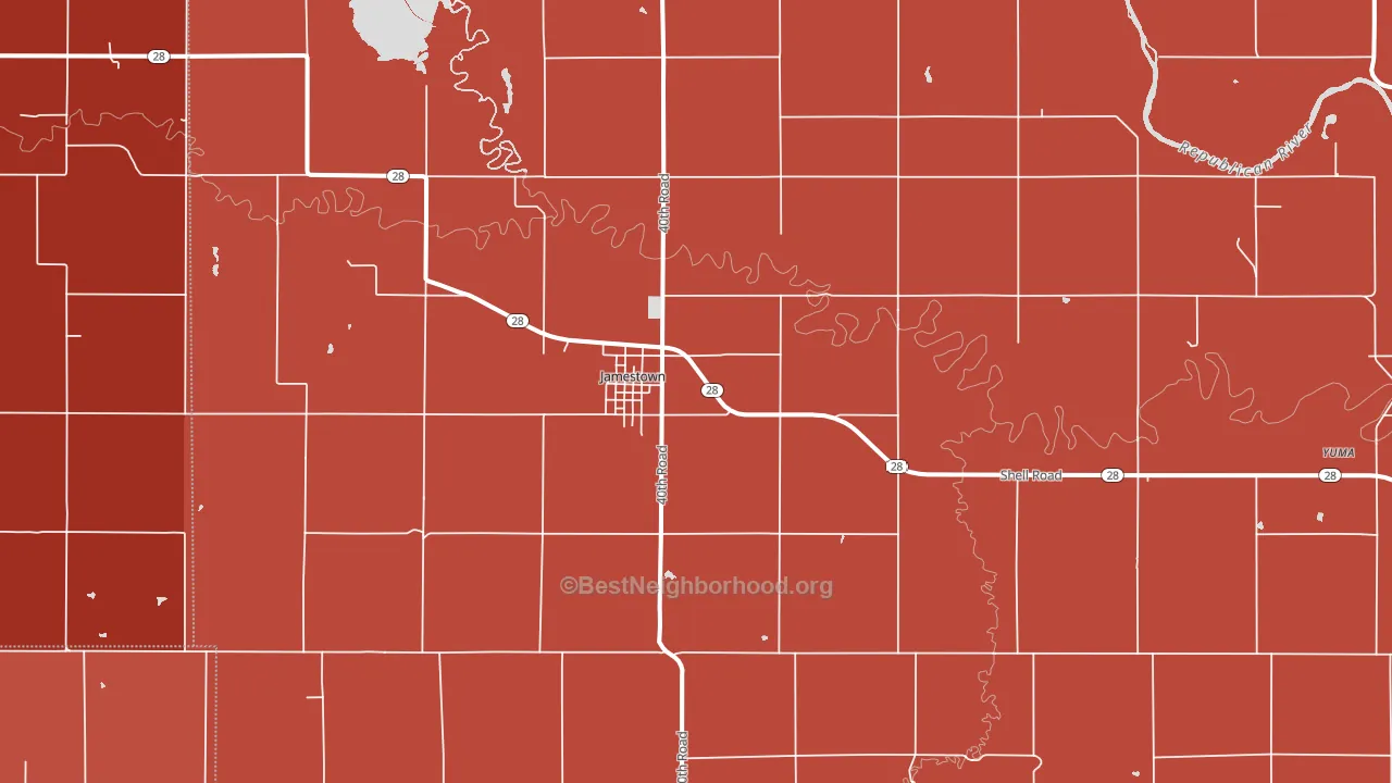 Jamestown, KS block-group political-lean map