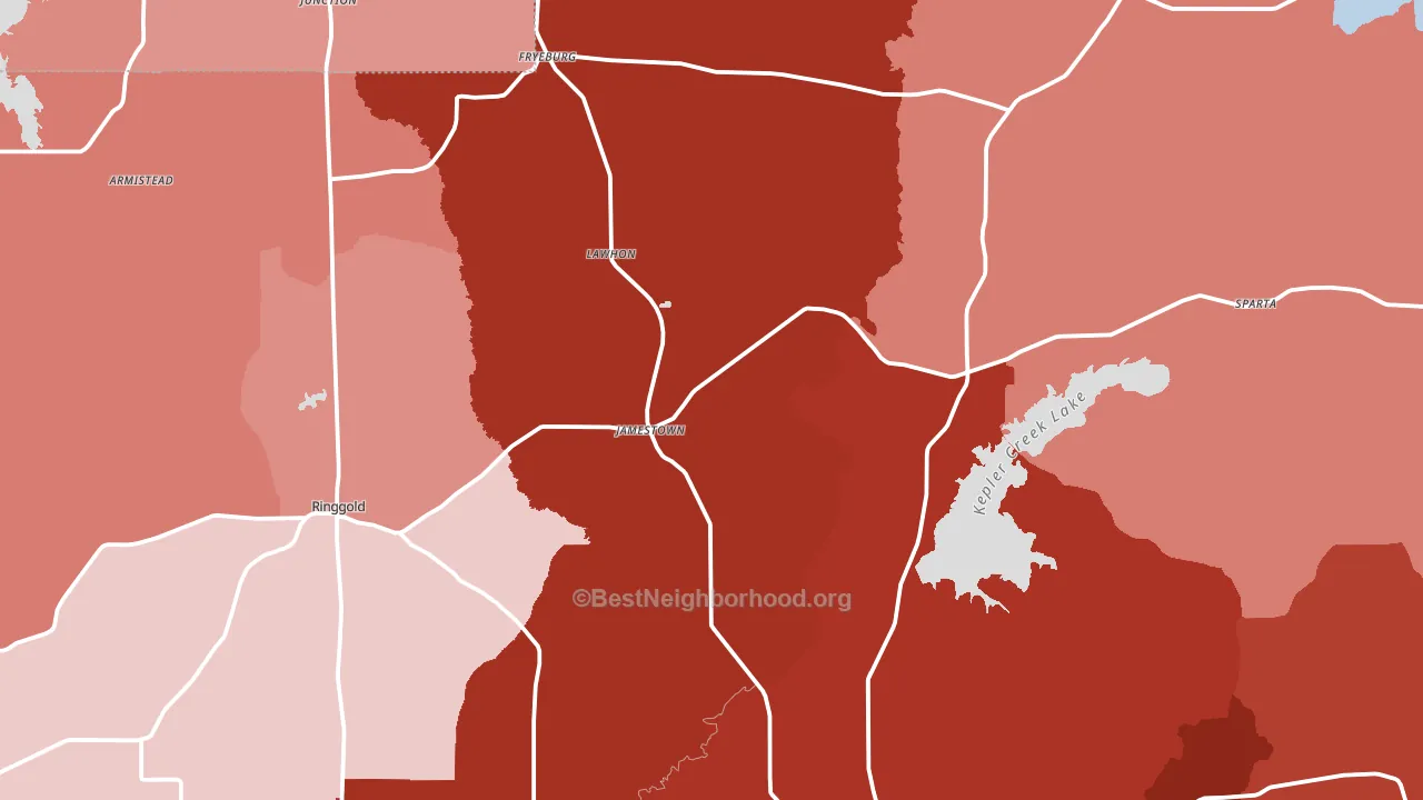 Jamestown, LA block-group political-lean map