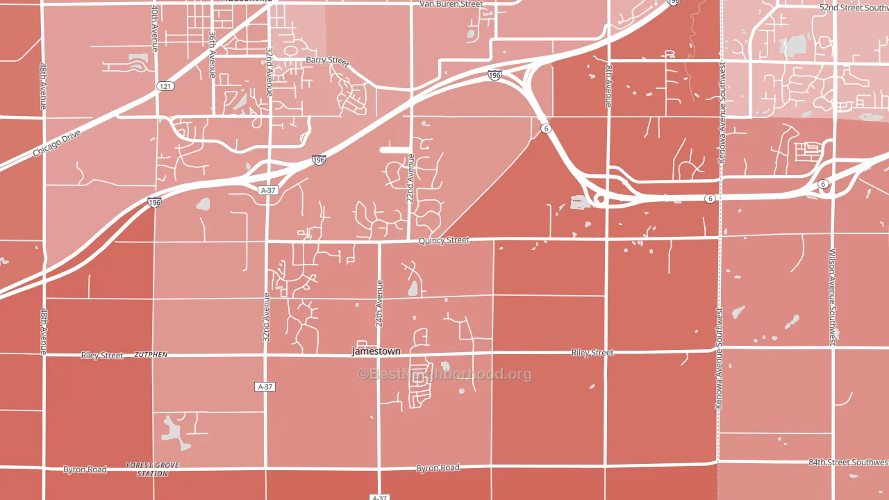 Jamestown, MI block-group political-lean map
