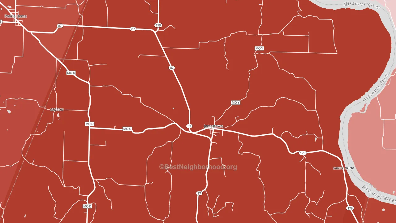 Jamestown, MO block-group political-lean map