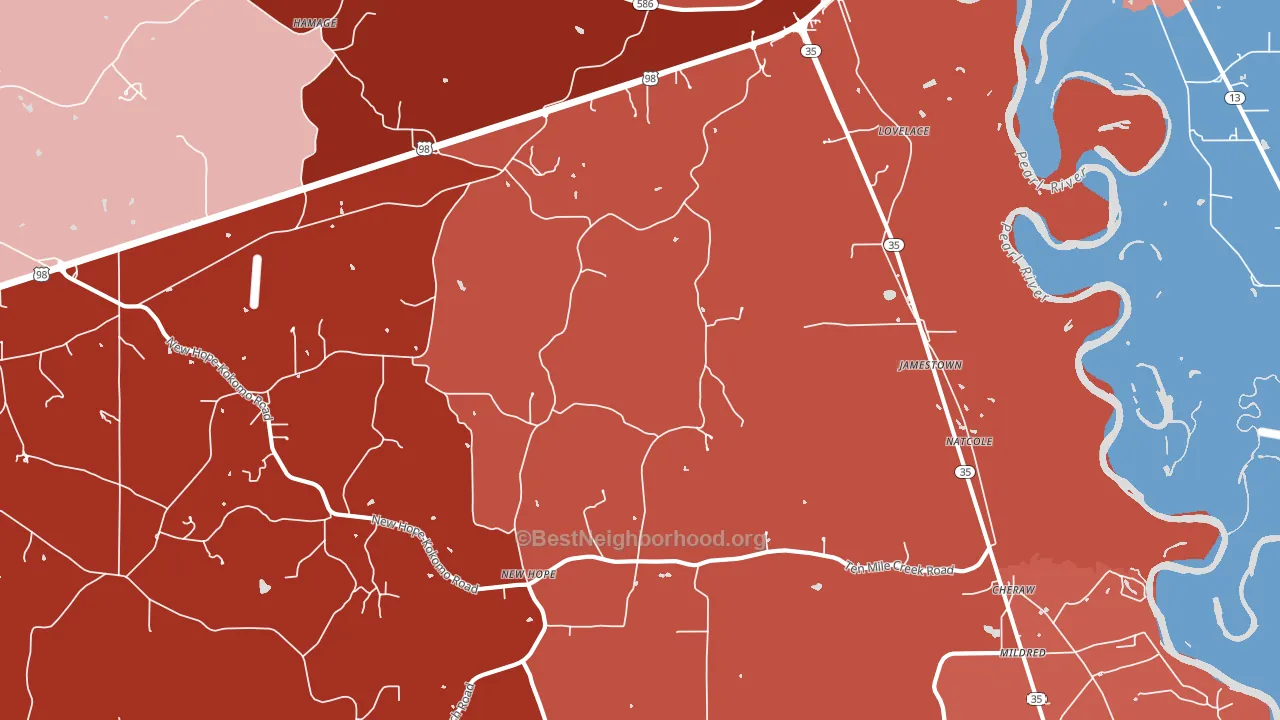 Jamestown, MS block-group political-lean map