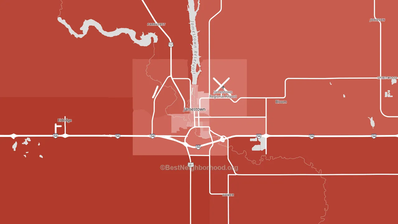 Jamestown, ND block-group political-lean map