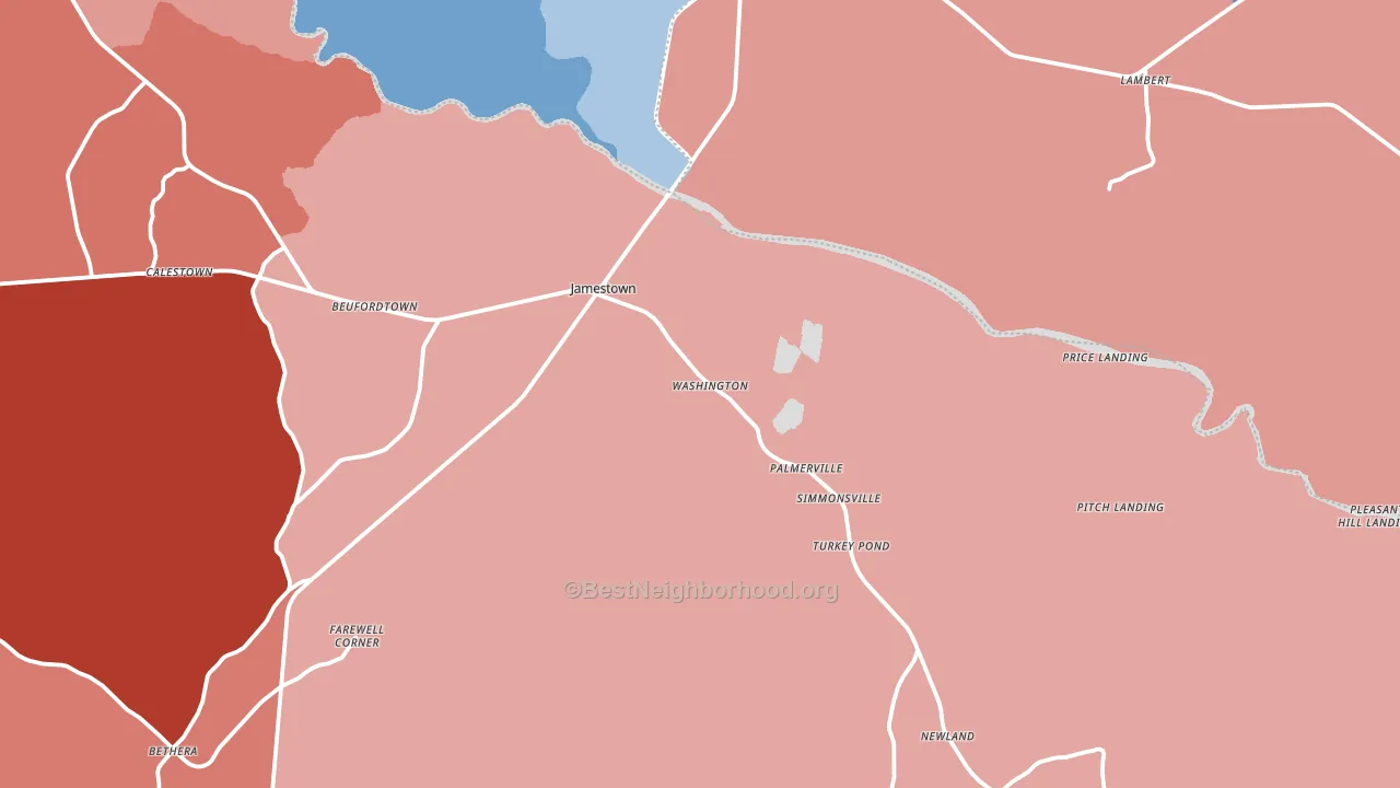 Jamestown, SC block-group political-lean map