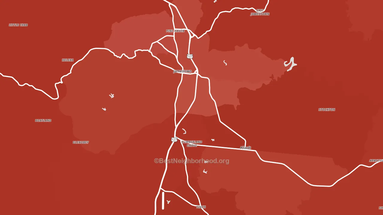 Jamestown, TN block-group political-lean map
