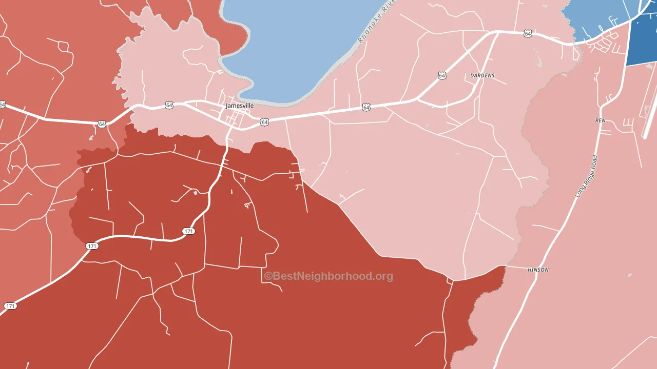 Jamesville, NC block-group political-lean map