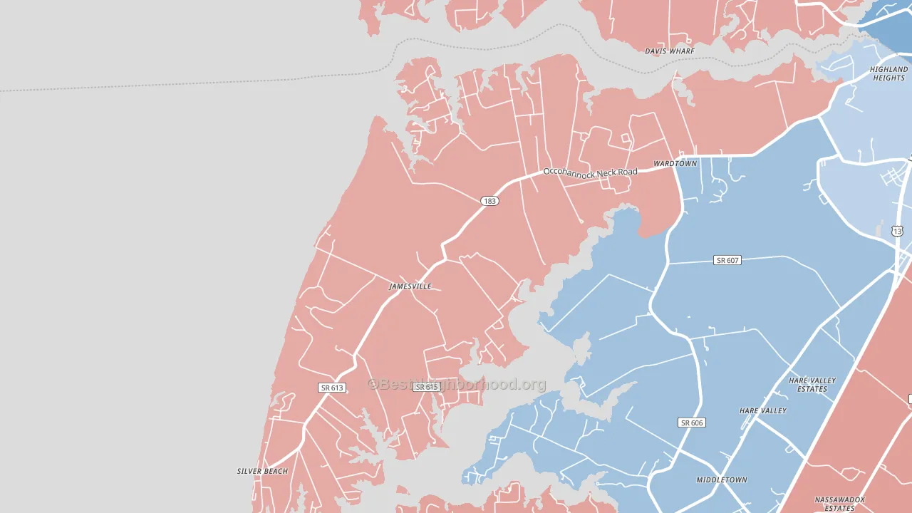 Jamesville, VA block-group political-lean map