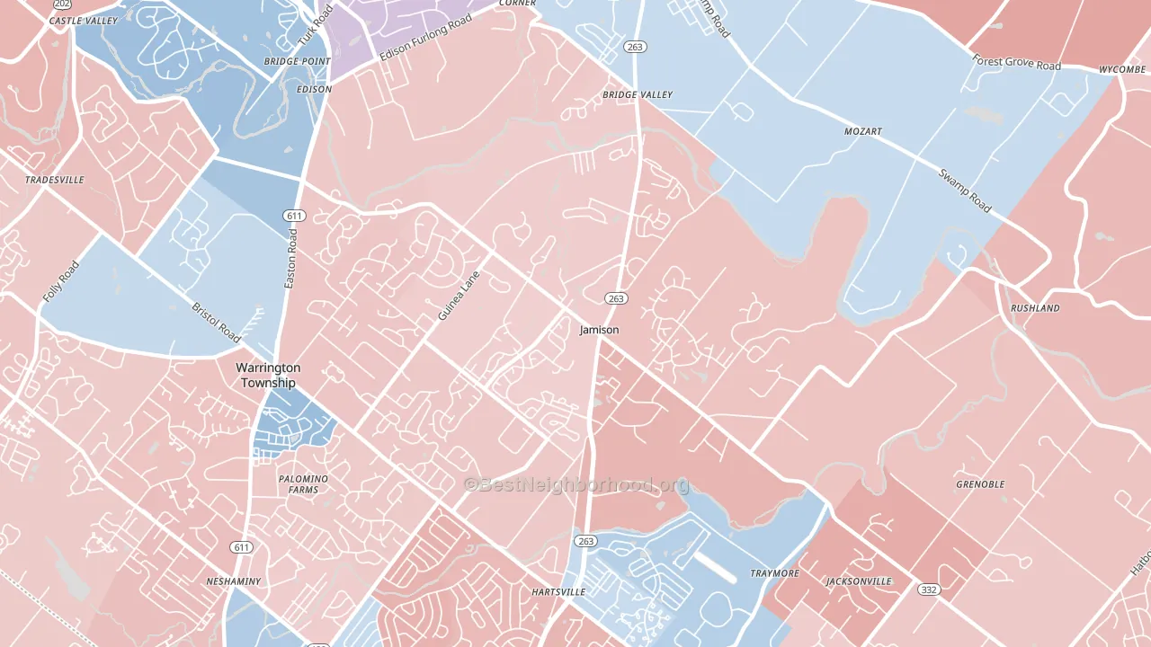 Jamison, PA block-group political-lean map