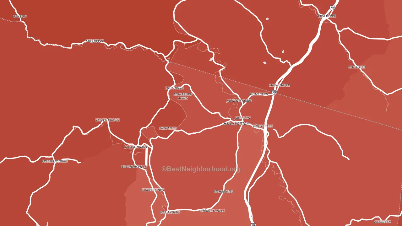 Jane Lew, WV block-group political-lean map