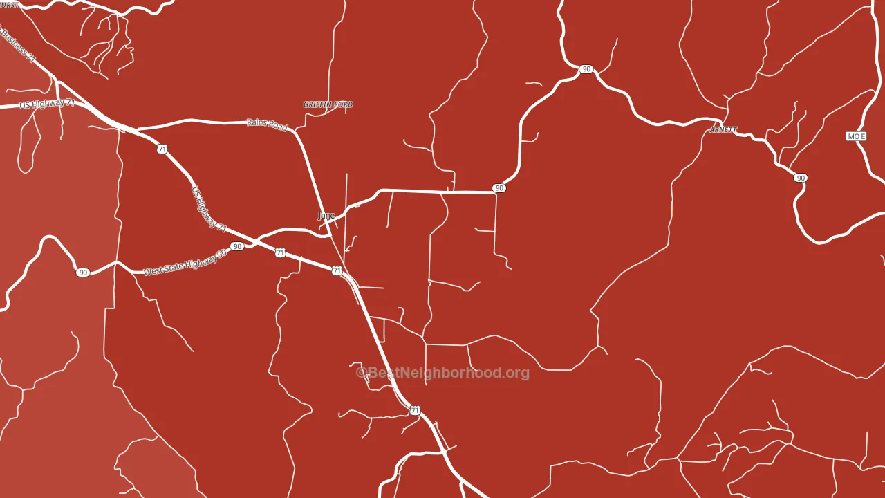 Jane, MO block-group political-lean map