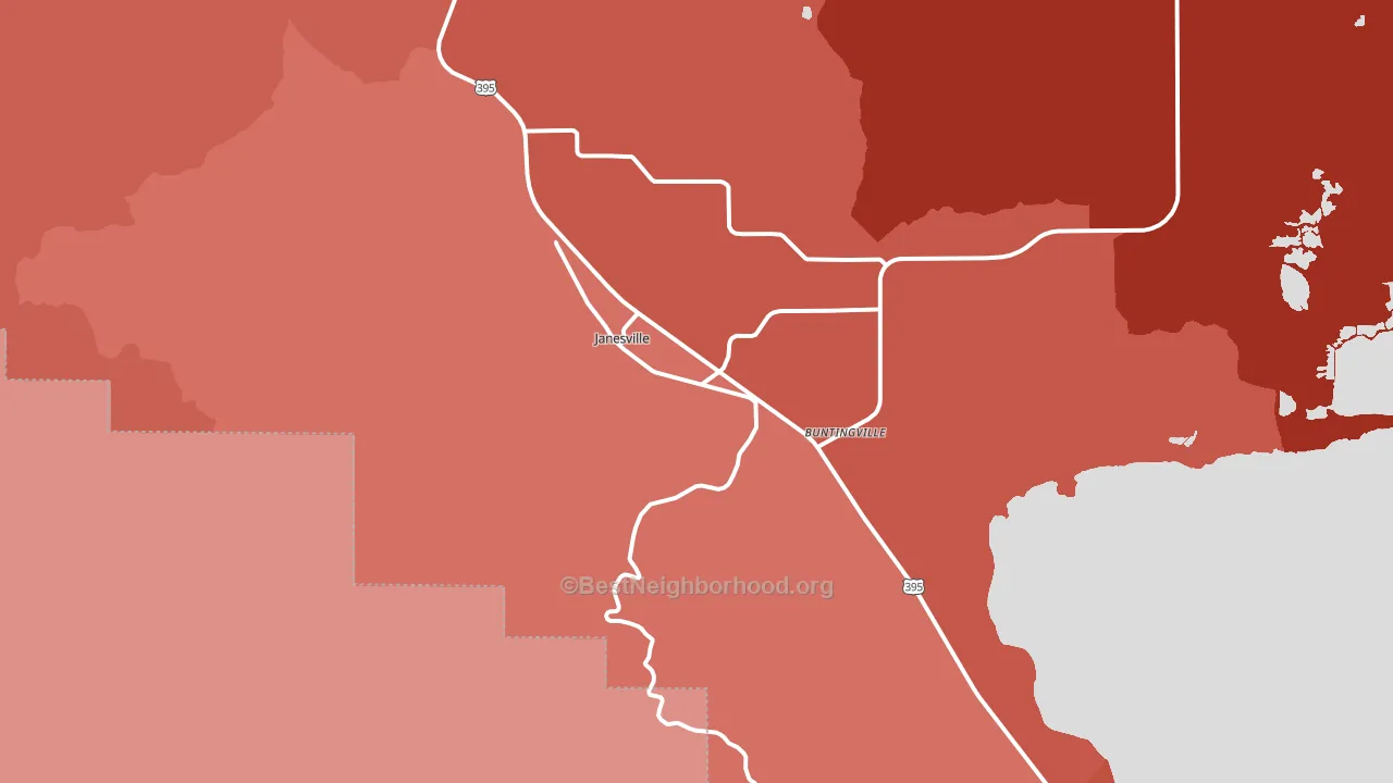 Janesville, CA block-group political-lean map