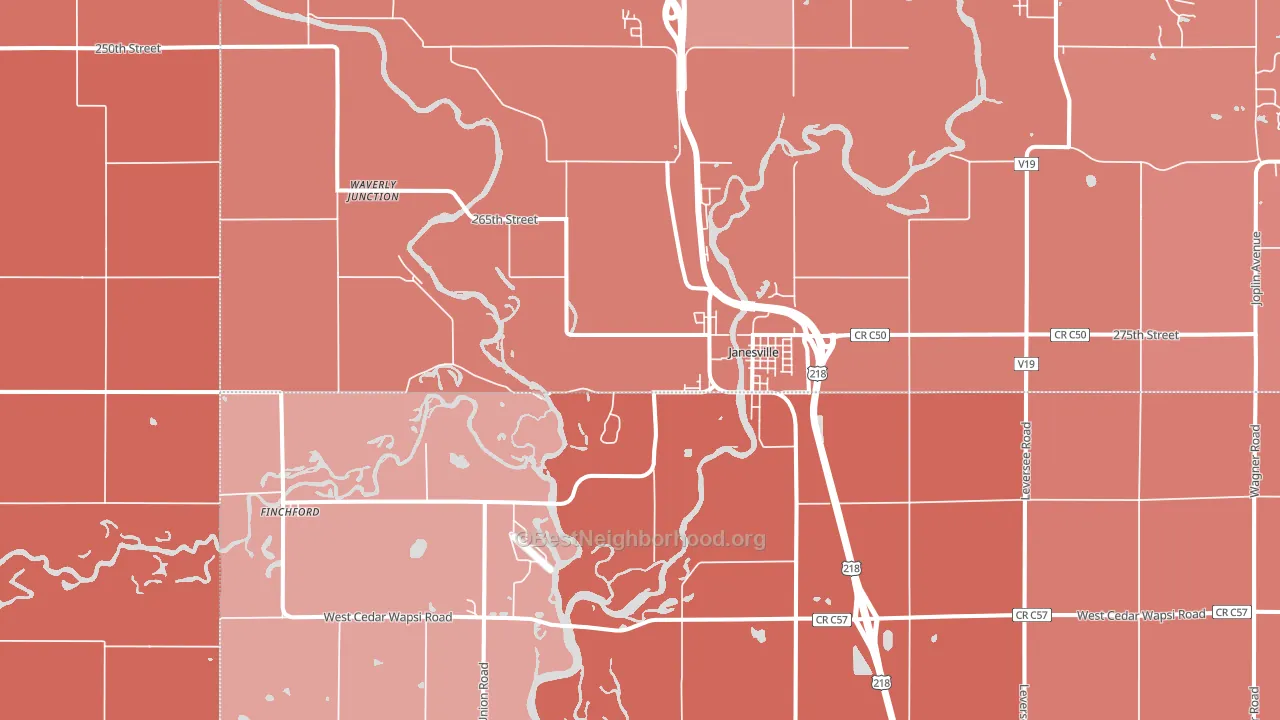 Janesville, IA block-group political-lean map