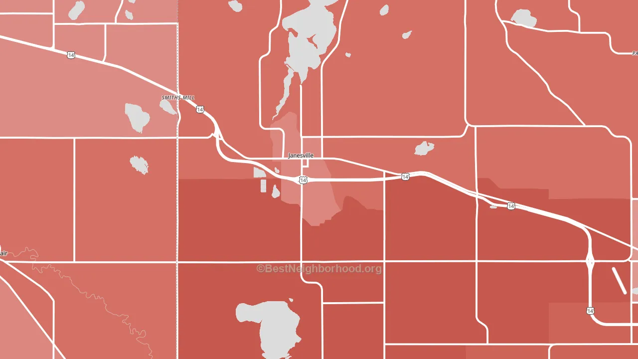 Janesville, MN block-group political-lean map