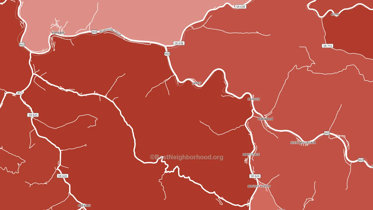 Janey, VA block-group political-lean map