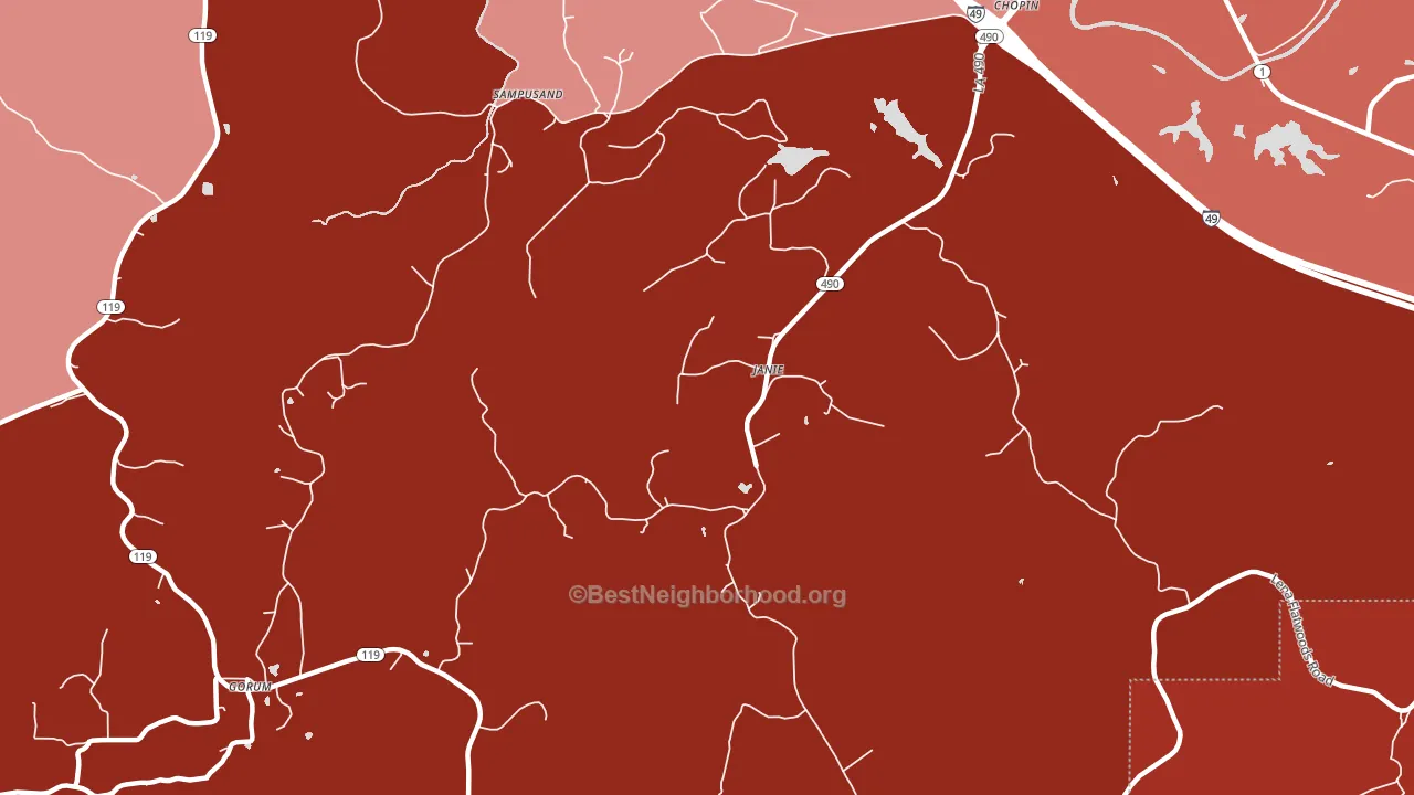Janie, LA block-group political-lean map