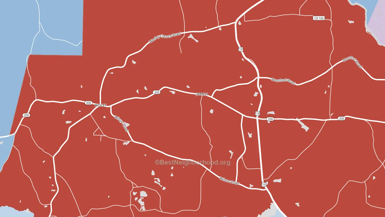 Jarrell, GA block-group political-lean map