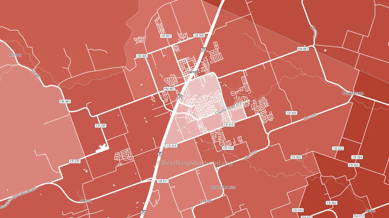 Jarrell, TX block-group political-lean map