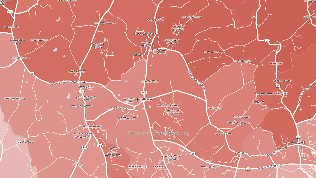 Jarrettsville, MD block-group political-lean map
