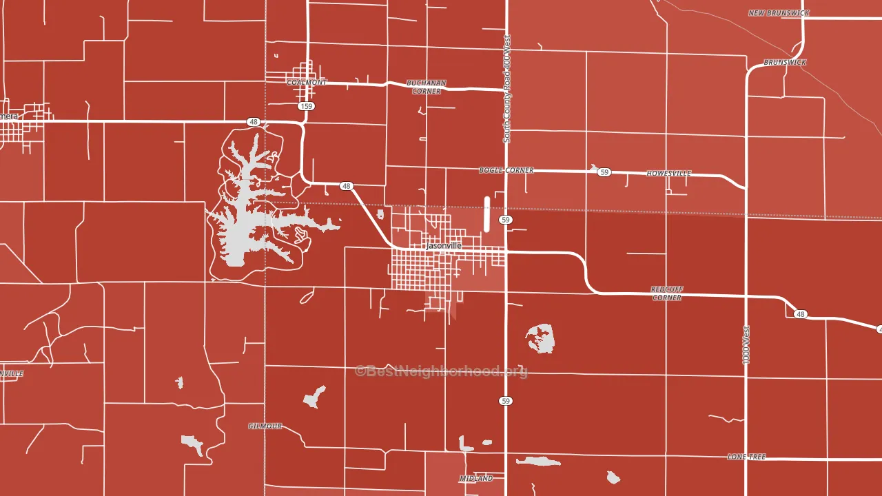 Jasonville, IN block-group political-lean map