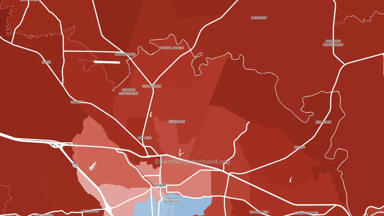 Jasper, AL block-group political-lean map
