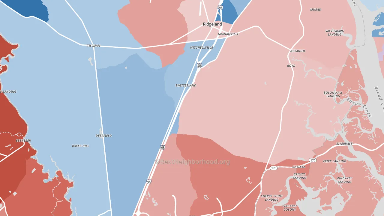 Jasper County, SC block-group political-lean map