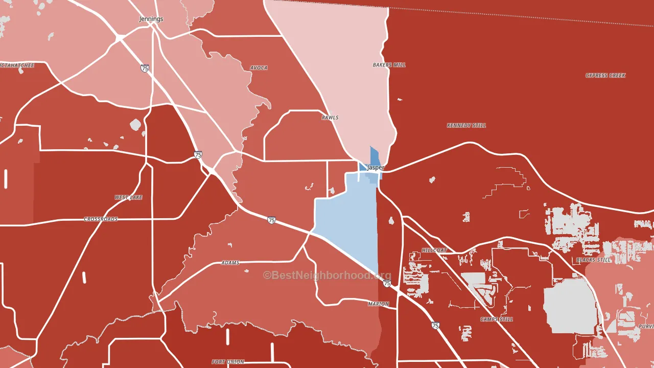 Jasper, FL block-group political-lean map