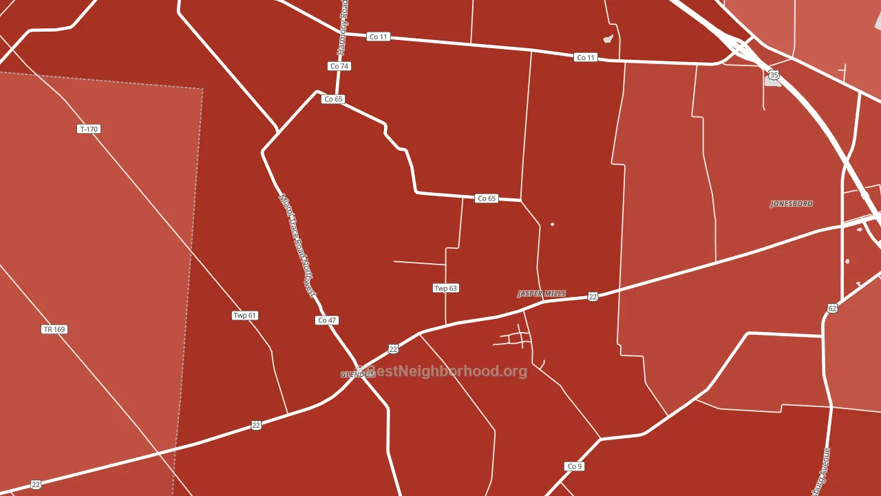 Jasper Mills, OH block-group political-lean map
