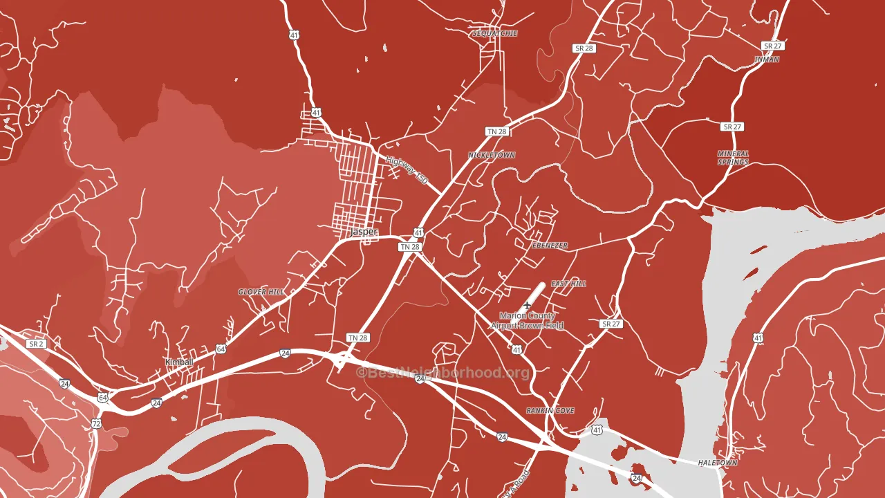 Jasper, TN block-group political-lean map