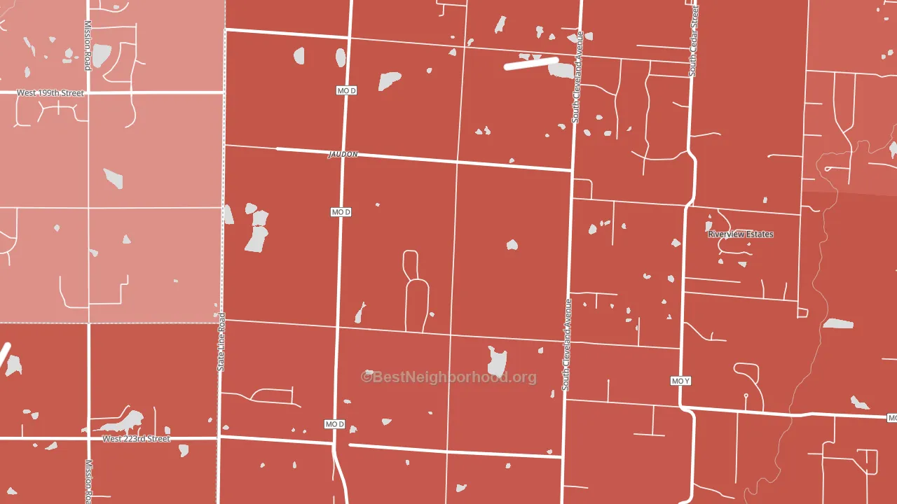 Jaudon, MO block-group political-lean map