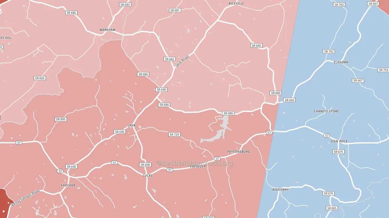 Java, VA block-group political-lean map
