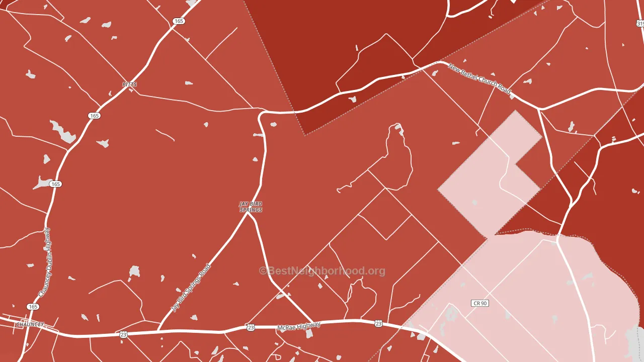 Jay Bird Springs, GA block-group political-lean map
