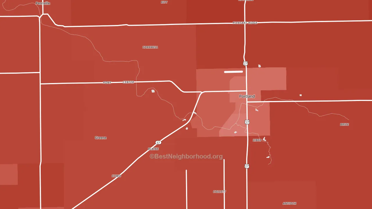 Jay County, IN block-group political-lean map