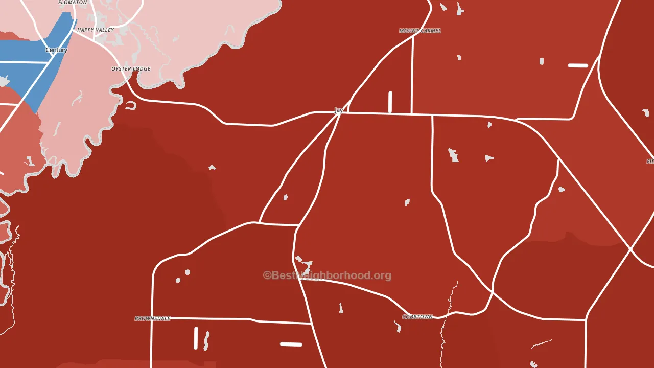 Jay, FL block-group political-lean map